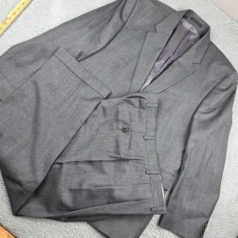 Chaps Suit Set Mens 46R Gray Two Button Blazer Pleated Trousers Professional‎